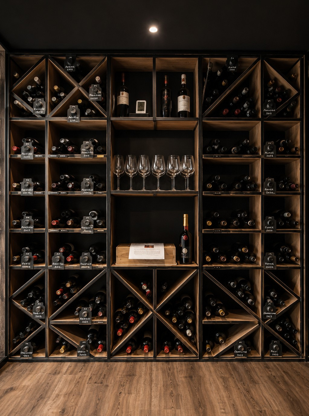 Degustacijski pult s čašama vina i pratećim zalogajima